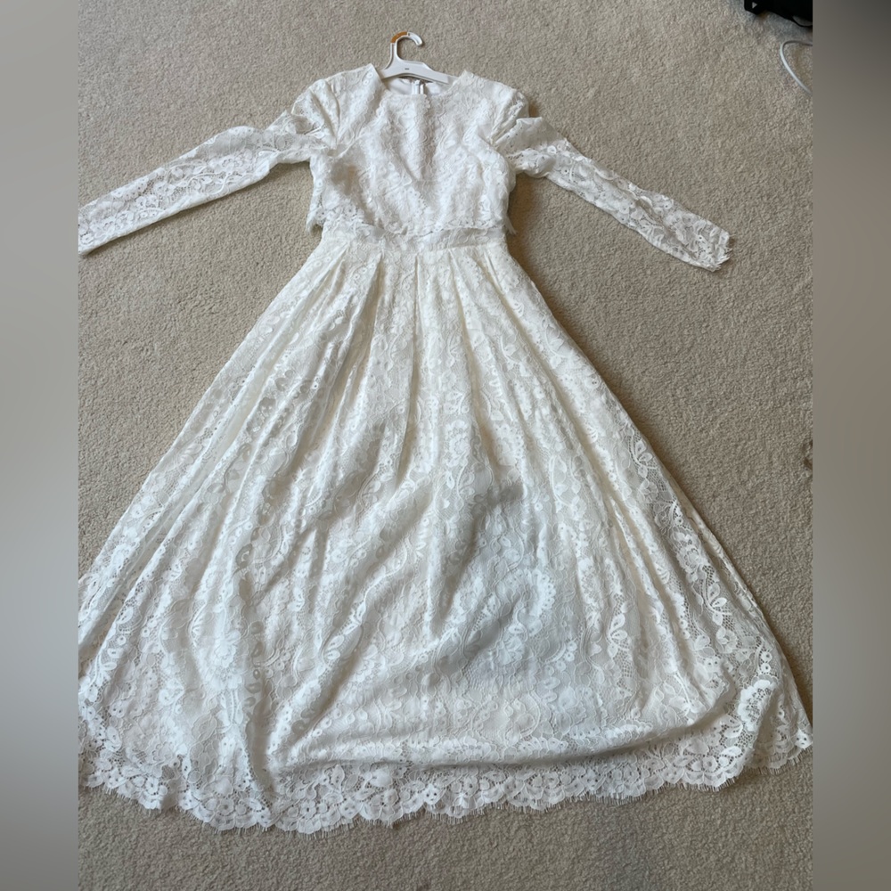 ASOS EDITION Kate crop top lace midi wedding dress worn once